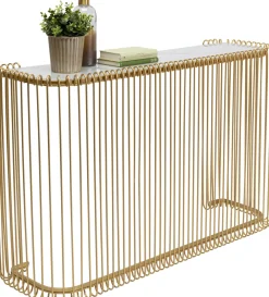 Konsole I Toaletki*KARE Design Konsola Glamour Złota Blat Szklany 142x43 Cm