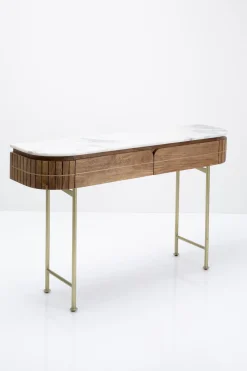Konsole I Toaletki*KARE Design Konsola Grace 100x30 Cm Drewno Mango - Blat Marmur