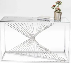 Konsole I Toaletki*KARE Design Konsola Laser 120x40 Cm Srebrna