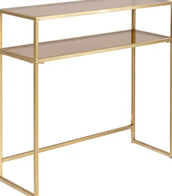 Konsole I Toaletki*KARE Design Konsola Loft 85x30 Cm Złota - Blat Szklany