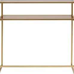 Konsole I Toaletki*KARE Design Konsola Loft 85x30 Cm Złota - Blat Szklany