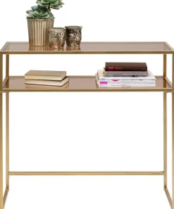 Konsole I Toaletki*KARE Design Konsola Loft 85x30 Cm Złota - Blat Szklany