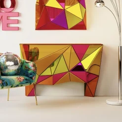 Konsole I Toaletki*KARE Design Konsola Nowoczesna Lustrzana Kolorowa 127x39 Cm