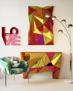 Konsole I Toaletki*KARE Design Konsola Nowoczesna Lustrzana Kolorowa 127x39 Cm