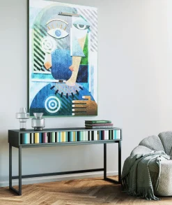 Konsole I Toaletki*KARE Design Konsola Z Szufladami MDF Czarna 136x40 Cm Front Kolorowy