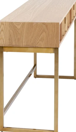 Konsole I Toaletki*KARE Design Konsola Z Szufladami MDF Naturalna 136x40 Cm Front Sklejka Jesionowa