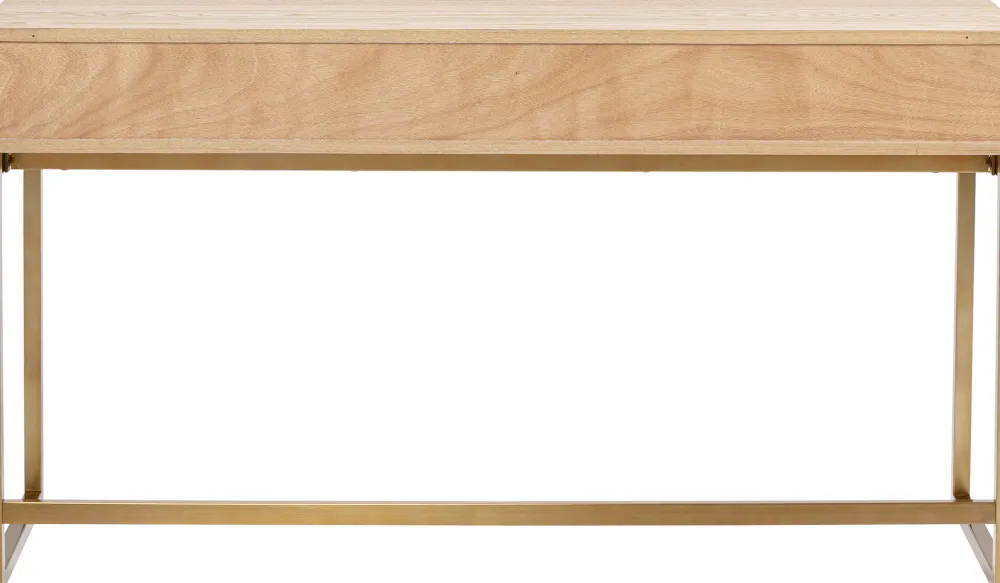 Konsole I Toaletki*KARE Design Konsola Z Szufladami MDF Naturalna 136x40 Cm Front Sklejka Jesionowa