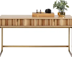 Konsole I Toaletki*KARE Design Konsola Z Szufladami MDF Naturalna 136x40 Cm Front Sklejka Jesionowa