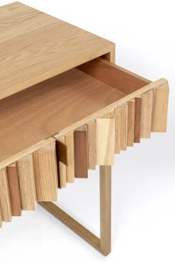 Konsole I Toaletki*KARE Design Konsola Z Szufladami MDF Naturalna 136x40 Cm Front Sklejka Jesionowa