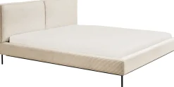 Łóżka*KARE Design Łóżko Podwójne Z Zagłówkiem Kremowe Nogi Czarne 180x200 Cm