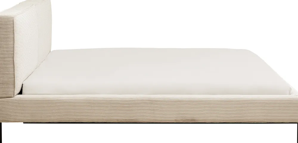 Łóżka*KARE Design Łóżko Podwójne Z Zagłówkiem Kremowe Nogi Czarne 180x200 Cm