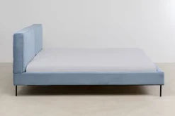 Łóżka*KARE Design Łóżko Podwójne Z Zagłówkiem Niebieskie Nogi Czarne 160x200 Cm