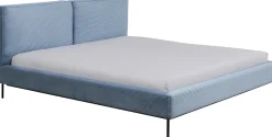 Łóżka*KARE Design Łóżko Podwójne Z Zagłówkiem Niebieskie Nogi Czarne 180x200 Cm
