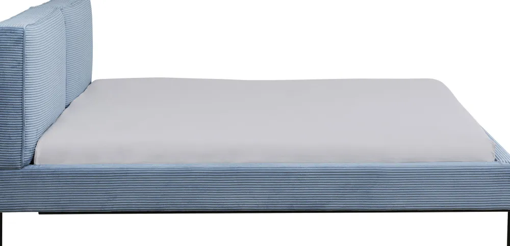 Łóżka*KARE Design Łóżko Podwójne Z Zagłówkiem Niebieskie Nogi Czarne 180x200 Cm