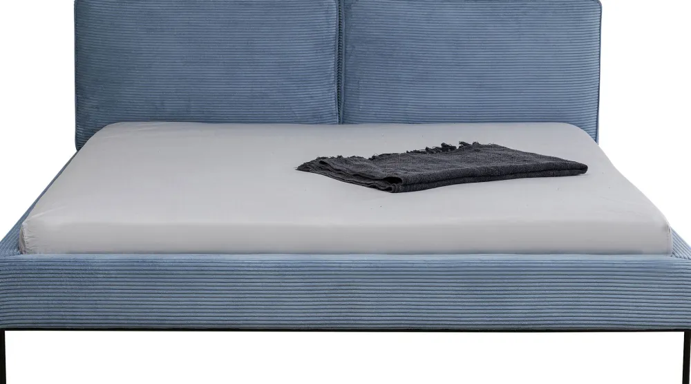 Łóżka*KARE Design Łóżko Podwójne Z Zagłówkiem Niebieskie Nogi Czarne 180x200 Cm