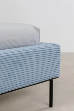 Łóżka*KARE Design Łóżko Podwójne Z Zagłówkiem Niebieskie Nogi Czarne 180x200 Cm
