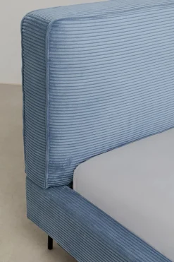 Łóżka*KARE Design Łóżko Podwójne Z Zagłówkiem Niebieskie Nogi Czarne 180x200 Cm