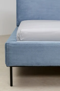 Łóżka*KARE Design Łóżko Podwójne Z Zagłówkiem Niebieskie Nogi Czarne 180x200 Cm