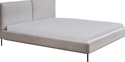 Łóżka*KARE Design Łóżko Podwójne Z Zagłówkiem Szare Nogi Czarne 160x200 Cm