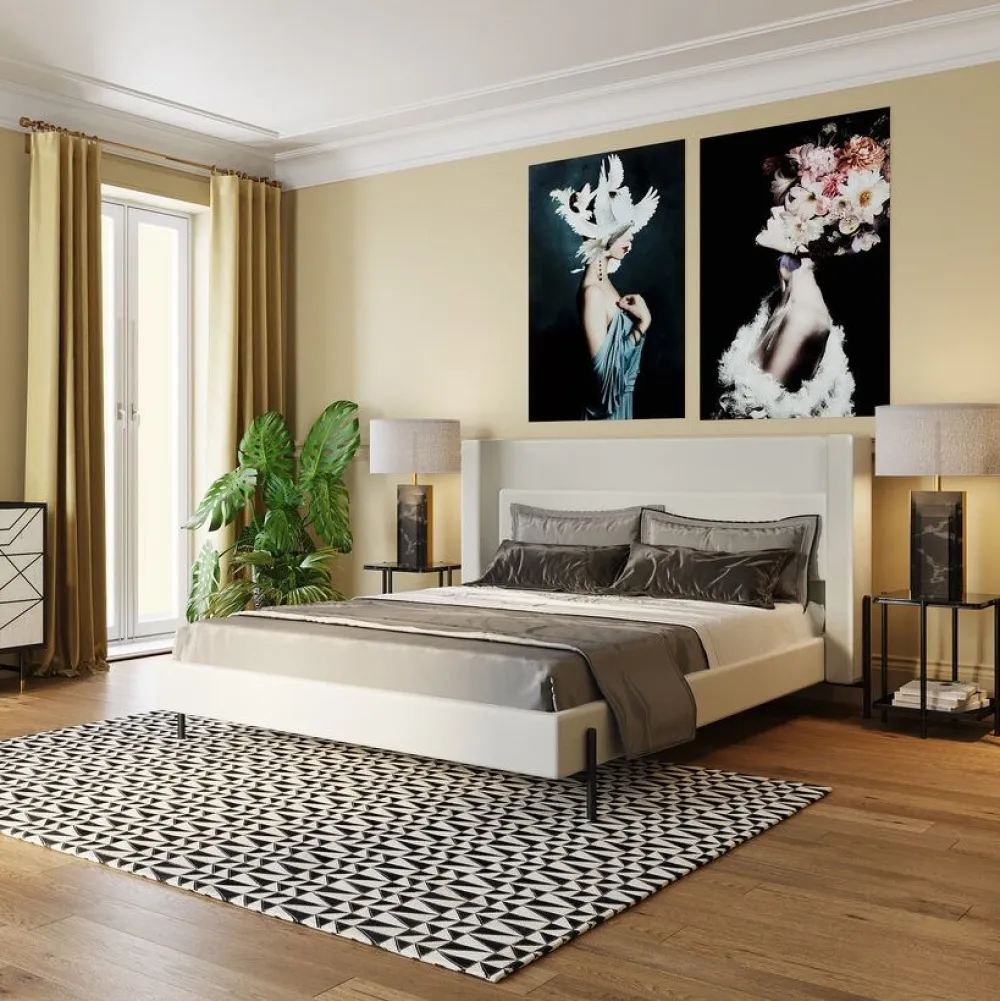 Łóżka*KARE Design Łóżko Tivoli 160x200 Cm Ecru
