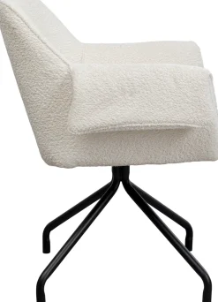 Krzesła*KARE Design Krzesło Białe Z Podłokietnikami Obrotowe Nogi Czarne Stalowe 70x84 Cm