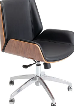 Krzesła*KARE Design Krzesło Biurowe Czarne Oparcie Orzech Włoski Nogi Aluminium 60x100 Cm