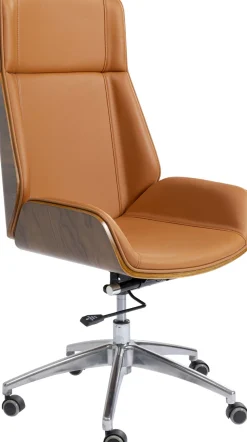 Krzesła*KARE Design Krzesło Biurowe High Bossy 59x116-124 Cm Brązowe Ekoskóra