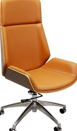 Krzesła*KARE Design Krzesło Biurowe High Bossy 59x116-124 Cm Brązowe Ekoskóra