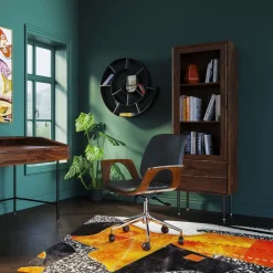 Krzesła*KARE Design Krzesło Biurowe Patron 67x101 Cm Czarno-orzechowe Ekoskóra
