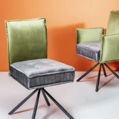 Krzesła*KARE Design Krzesło Chelsea 50x91 Cm Szaro-zielone