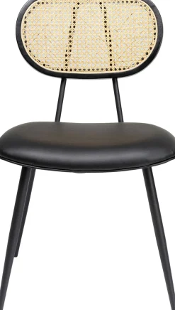 Krzesła*KARE Design Krzesło Do Jadalni Czarne Oparcie Naturalne Nogi Stalowe 47x81 Cm