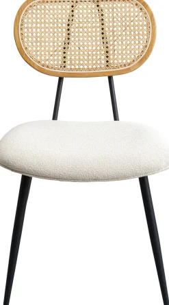 Krzesła*KARE Design Krzesło Do Jadalni Kremowe Oparcie Naturalne Nogi Stalowe 47x81 Cm