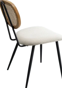 Krzesła*KARE Design Krzesło Do Jadalni Kremowe Oparcie Naturalne Nogi Stalowe 47x81 Cm