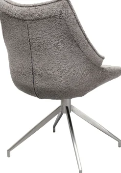 Krzesła*KARE Design Krzesło Do Jadalni Obrotowe Szare Nogi Srebrne Stalowe 55x92 Cm