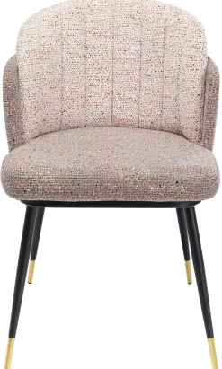 Krzesła*KARE Design Krzesło Do Jadalni Tapicerowane Brązowo-beżowe Nogi Czarno-złote 52xs81 Cm