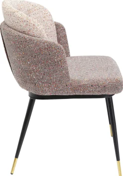 Krzesła*KARE Design Krzesło Do Jadalni Tapicerowane Brązowo-beżowe Nogi Czarno-złote 52xs81 Cm