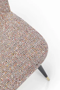 Krzesła*KARE Design Krzesło Do Jadalni Tapicerowane Brązowo-beżowe Nogi Czarno-złote 52xs81 Cm