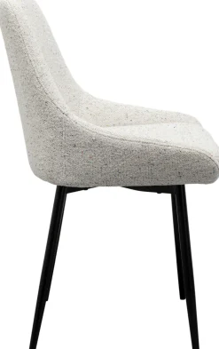 Krzesła*KARE Design Krzesło Do Jadalni Tkanina Melanżowa Kremowa Nogi Czarne 48x84 Cm