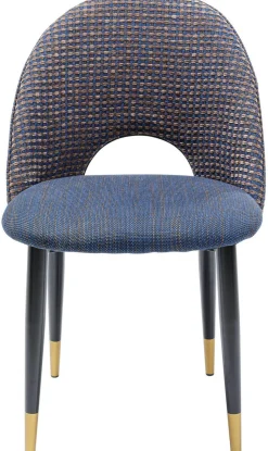 Krzesła*KARE Design Krzesło Do Salonu Tapicerowane Niebieskie Nogi Czarno-złote