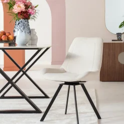 Krzesła*KARE Design Krzesło Obrotowe Baron 57x88 Cm Kremowe