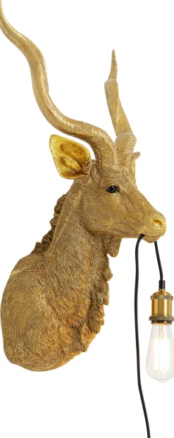 Kinkiety*KARE Design Lampa ścienna Animal Goat 45x74 Cm Złota