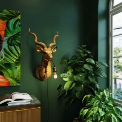 Kinkiety*KARE Design Lampa ścienna Animal Goat 45x74 Cm Złota