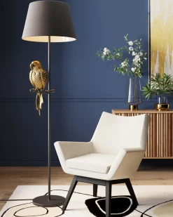 Lampy Podłogowe*KARE Design Lampa Podłogowa Animal Parrot Ø40x176 Cm Czarno-złota