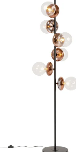 Lampy Podłogowe*KARE Design Lampa Podłogowa Czarna Klosze Szklane Transparentne I Miedziane 165 Cm