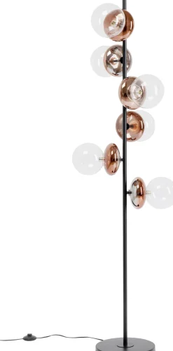 Lampy Podłogowe*KARE Design Lampa Podłogowa Czarna Klosze Szklane Transparentne I Miedziane 165 Cm