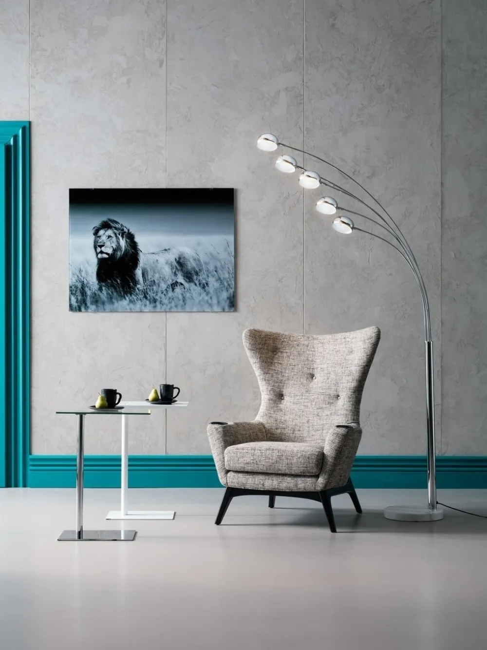 Lampy Podłogowe*KARE Design Lampa Podłogowa Five Fingers 100x220 Cm Chromowa