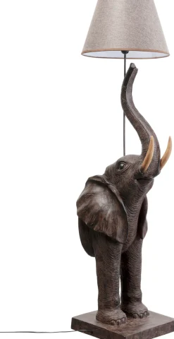 Lampy Podłogowe*KARE Design Lampa Podłogowa Motyw Zwierzęcy Słoń 154 Cm Abażur Beżowy Lniany