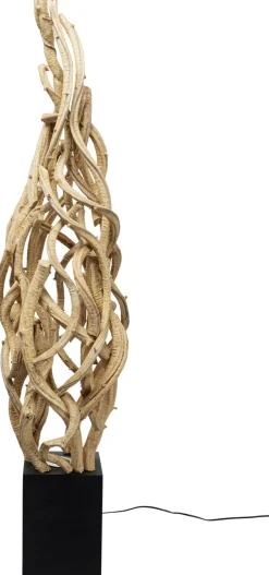 Lampy Podłogowe*KARE Design Lampa Podłogowa Naturalna Drewniana 150 Cm Podstawa Czarna