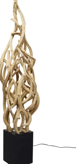 Lampy Podłogowe*KARE Design Lampa Podłogowa Naturalna Drewniana 150 Cm Podstawa Czarna