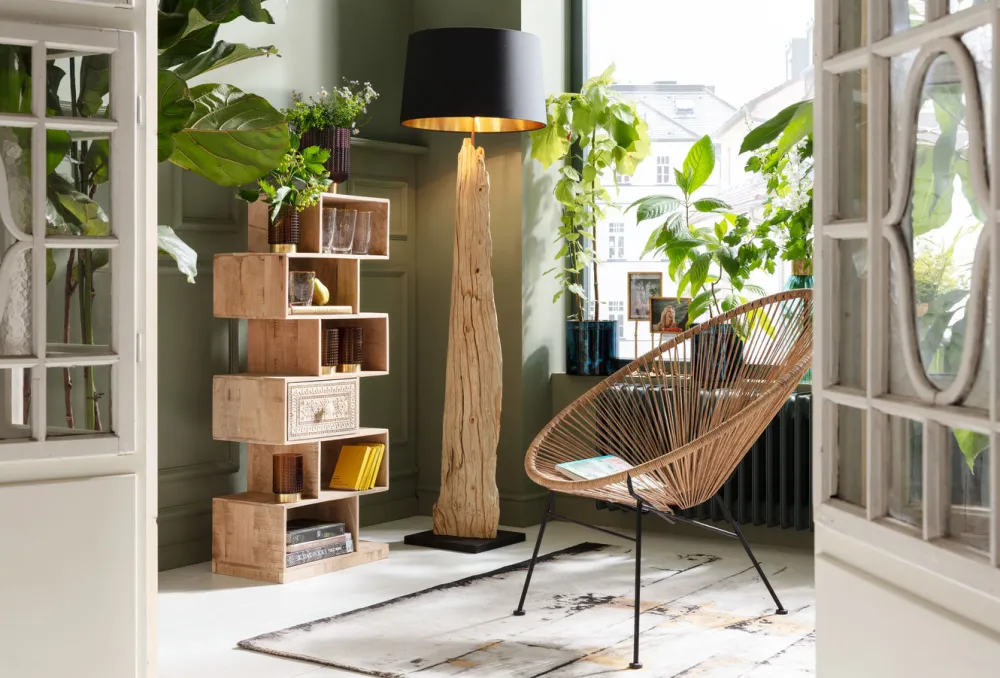 Lampy Podłogowe*KARE Design Lampa Podłogowa Nature Straight 52x171 Cm Czarno-drewniana